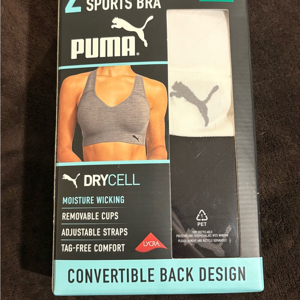 Puma Convertible Sports Bra - Black and White